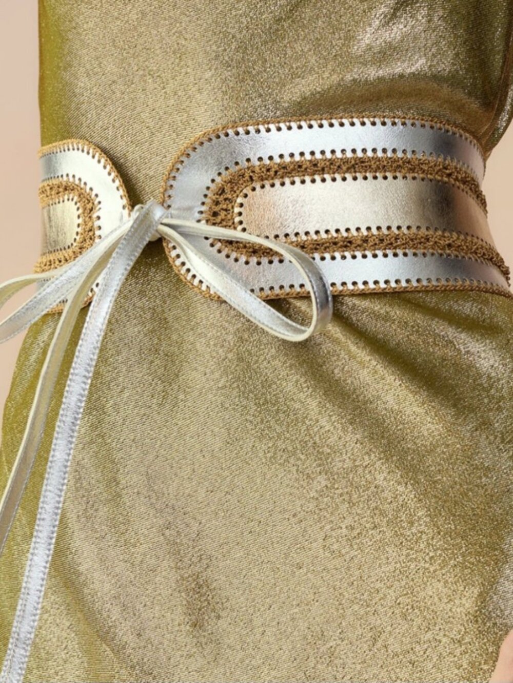 Cynthia Rowley Metallic Vegan Leather Belt - Picture 10 of 13